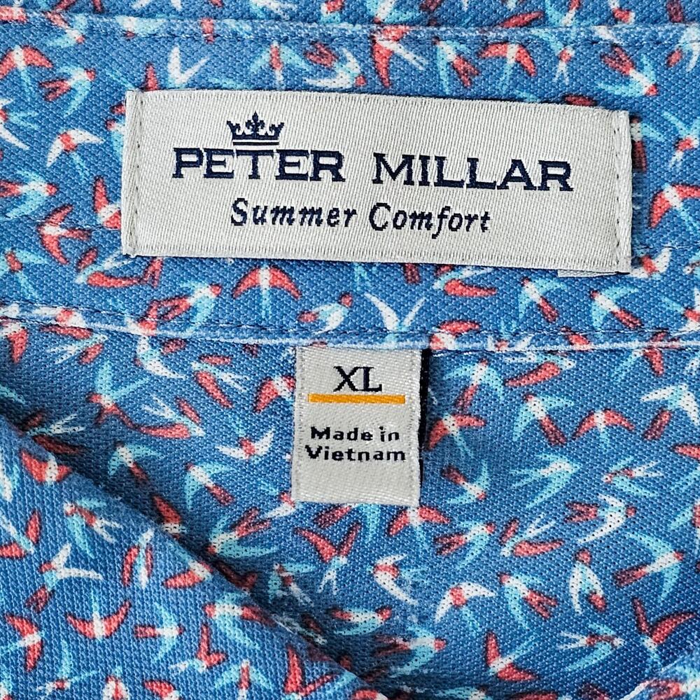 Peter Millar XL Summer Comfort The National Polo Shirt Short Sleeve Blue Birds - Picture 5 of 8